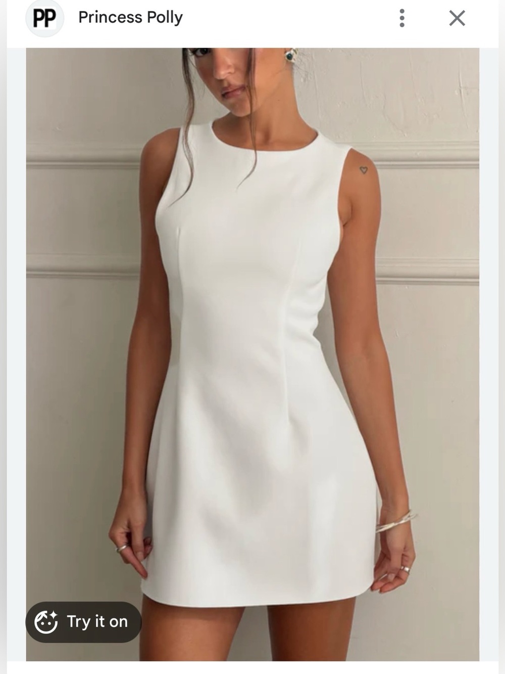 Princess Polly Anse White Sleeveless Mini Dress  like new tag attached size 6